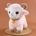 Cute pink sheep plush toy with bell, soft stuffed animal doll for kids birthday gift. - Pink / 25cm
