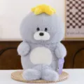 Lindo peluche gris con tocado de flor amarilla suave animal de peluche para regalo de cumpleaños - León marino (modelo estrella) / 25cm