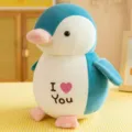 Cute blue penguin plush toy doll with heart embroidery soft pillow for kids and girls daily gift - 25cm / Dark Blue - Heart Penguin