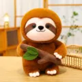 Cute sloth plush toy soft stuffed animal doll wonderful birthday gift for kids and boys girls - Red Brown / 21cm