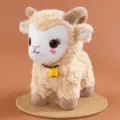 Cute plush sheep toy with bell, soft stuffed animal doll for kids birthday gift and room decor. - Tan / 25cm