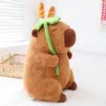 Cute Capybara Plush Toy with Green Leaf Soft Stuffed Animal Doll Pillow Home Decor - Lotus Leaf Capybara / 30cm