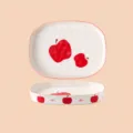 Piatto ovale in ceramica con motivo di mela rossa, piatto da portata decorativo da 9,5 pollici. - Piatto ovale Mela rossa da 9,5 pollici