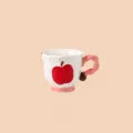 Bellissima tazza da caffè in ceramica con motivo di mela e manico rosa per uso domestico - Tazza mela rossa