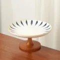 Vassoio di frutta in ceramica bohémien con base in legno, piatto decorativo per dolci. - Piatto con piede Qianye da 10 pollici / Come mostrato