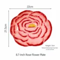 Piatti fiore in ceramica, stoviglie petalo di rosa 8.7 pollici, piatto da portata dipinto. - Piatto con motivo a rosa da 8,7 pollici