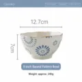 Japanse stijl keramische rijstkom met blauw hamerpatroon, 12,7 cm diameter en 7 cm hoogte. - Lanyun kom op voet met gehamerde textuur, 5 inch
