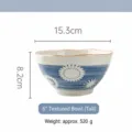 Japans stijl keramische kom blauw bloemen patroon servies huishouden keuken 6 inch - Lanyun kom op voet met gehamerde textuur, 6 inch