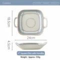 9 inch keramische dubbele oor vierkante schaal Japans blauw wit servies bordje - Blue Rhyme - Vierkant bord met oren 9"