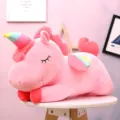 Morbido peluche unicorno rosa bambola pony addormentato cuscino arcobaleno regalo di compleanno - Rosa Ragazza / 120cm (1.8kg)