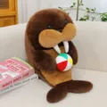Cute brown walrus plush toy holding a colorful small ball, soft animal doll companion. - 25cm / Brown