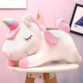 Simpatico cuscino peluche unicorno, morbida bambola arcobaleno angelo pony per bambini. - Marmo Bianco Sogno / 120cm (1.8kg)