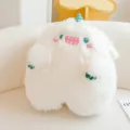 Cute white fluffy monster plush pillow toy with big eyes and cone hat for kids gift decor - 45cm / White