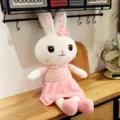 Cute plush rabbit toy with pink dress stuffed animal doll soft hug pillow gift for girls. - Pink Rabbit / 45cm