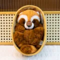 Cute red panda plush toy in woven basket stuffed animal cute birthday gift for kids - Raccoon