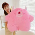 Cute pink one-eyed monster plush toy soft pillow fluffy doll lovely gift for children. - Pink