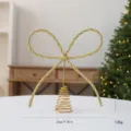 Sparkling gold glitter bow Christmas tree topper, iron wire decorative ornament for party - Gold Rhinestone Bowknot Tree Topper / Gold