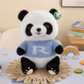 Cute plush panda toy wearing a blue knit sweater soft stuffed animal gift for kids - Light Blue Sweater Style / 25cm