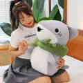 Cute grey shark plush toy with green scarf, soft stuffed animal pillow for kids and girls. - Gray / 22cm