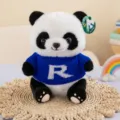 Cute plush panda toy wearing blue knitted sweater with white letter R, perfect kids gift. - Dark Blue Sweater Style / 25cm