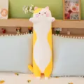 Cute long cat plush pillow toy, soft stuffed animal body pillow for bed and sleeping. - 50 cm / Bright yellow