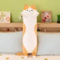Cute long cat plush pillow, soft stuffed animal body position pillow for bed sleeping toy. - 50 cm / Light Brown