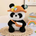 Süßer Panda Plüschtier mit orangem Hut und Umhängetasche, weiches Stofftier Geschenk für Kinder. - Oranger Hut und Umhängetasche-Stil