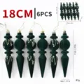 6PCS dark green flocked icicle Christmas ornaments for tree decoration, 18cm long - 6 Pieces/Pack / Flocked Painted Dark Green