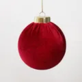 Elegante pallina di Natale in velluto rosso per la decorazione dell'albero - 6cm / Borgogna