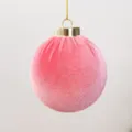 Pallina di Natale da 8cm in morbido velluto rosa per decorazione albero - rosa ciliegia