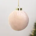 Pallina di Natale da 8cm in tessuto champagne pesca per decorazione festiva - Bianco Rosa