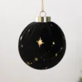 Elegante pallina di Natale in velluto nero con decorazioni a stelle dorate ricamate, 8 cm - Nero a Cinque Stelle