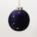 Pallina di Natale da 8 cm in velluto blu scuro con stelle dorate per decorazione albero - Blu Reale con Stelle Dorate
