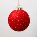 Pallina di Natale in tessuto rosso da 8 cm con glitter argento e cappuccio oro - Rosso a Pois