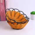 Plastic imitation rattan storage basket, creative black and yellow woven fruit basket for home. - 20x9cm