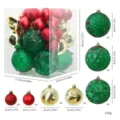 Set of 36 decorative Christmas ball ornaments in red gold and green with size details - Red Gold Green Mix (Style C) / Set of 36