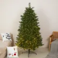 Grande albero di Natale artificiale con luci LED e supporto in metallo per decoro casa - 150cm / Abete Nordamericano / Con Luci LED