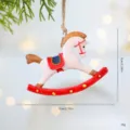 Hand-painted Christmas resin rocking horse pendant ornament in white and red finish - Rocking Horse Style B