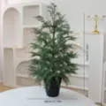 Artificial green cypress Christmas tree in black pot, 70cm height dimension view - 70cm Cypress Tree