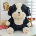 Cute plush border collie puppy dog toy variant, soft stuffed animal gift for kids birthday. - 23cm / Black