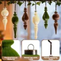 Set of 6 elegant flocked velvet Christmas finial ornaments in earthy tones - 6 Pieces/Pack / Multicolor