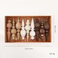 Set of 9 vintage Christmas finial ornaments in white and brown with gold accents - 31*18cm / 9 Pieces Set / Antique Coffee Shaped Pendants (16cm/9pcs Set)