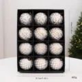 Set di 12 palline di Natale vintage bianche e oro in una confezione regalo nera - Nuovo Oro Bianco Antico