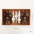 Vintage Christmas ornament set with 10 brown and white finial pendants in a box - 31*18cm / 9 Pieces Set / Classic Color Shaped Pendants (16cm/9pcs Set)