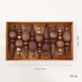 Set of 10 retro brown and gold Christmas tree ornaments in display box 31x18cm - 31*18cm / 9 Pieces Set / Nostalgic Color Shaped Pendants (16cm/9pcs Set)