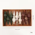 Set of 9 vintage assorted Christmas finial ornaments for DIY holiday tree decoration - 31*18cm / 9 Pieces Set / Vintage Mixed Color Shaped Pendants (16cm/9pcs Set)