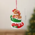 Resin gingerbread man Christmas tree ornament in stacked mugs with dimensions and weight - Gingerbread Man Mug