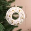 Ornement de Noël en forme de donut blanc et or, 10 cm de diamètre et 25 g de poids - Donut / Taille 10cm / Or Blanc-Beignet