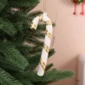Élégant sucre d'orge blanc et rayé d'or pour sapin de Noël, pendentif suspendu de 7,5 cm - Style de Sucre d'Orge / 7.5cm Size / Or Blanc-Sucre d'Orge