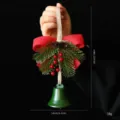 Nordic style green Christmas bell hanging ornament with red bow and pine needles - Forest Style Bell - Green Tree